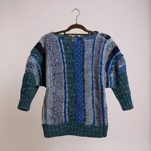 STIJFSELKISSJE Marjike Benedict Vtg‎ Multicolor Striped Textured Knit Sweater